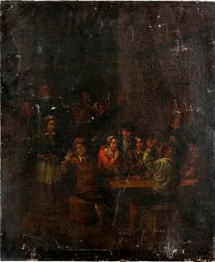 Schilderij met mensen in een herberg
