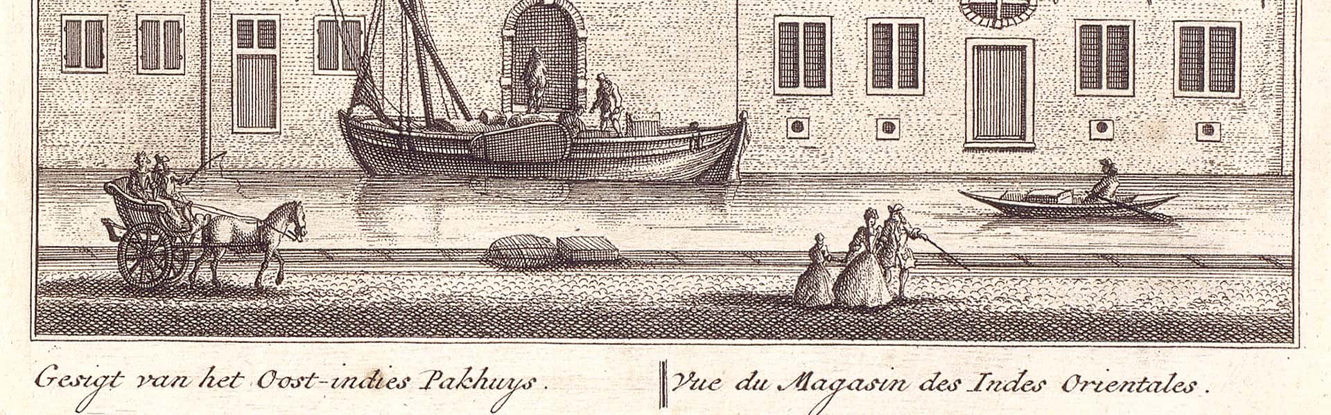 Anoniem, Gesigt van het Oost-indies Pakhuys te Delft, tweede kwart 18de eeuw