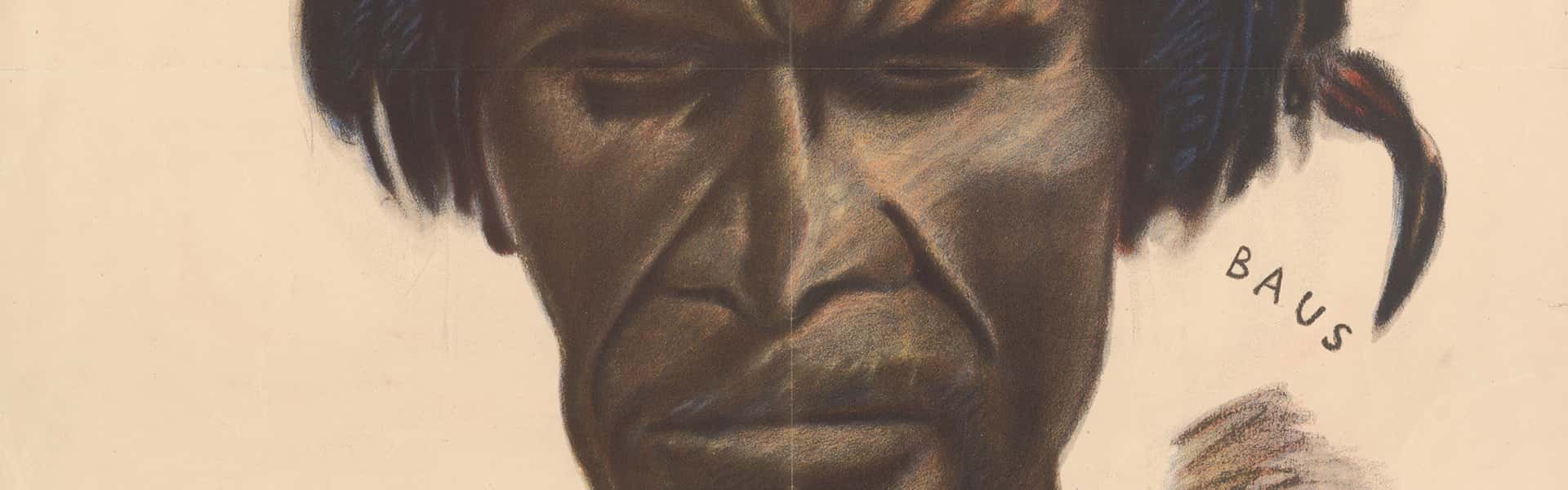 Afbeelding van een affiche door Georg Baus (1889-1971), ‘Bei den Kannibalen von Papua’ (detail), 1936 Object ABAF5130