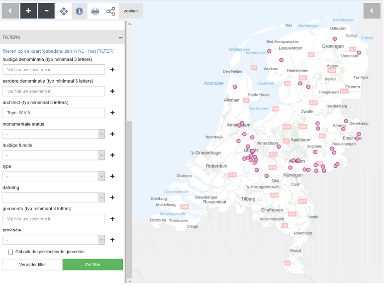 Voorbeeld afbeelding van de interactive database