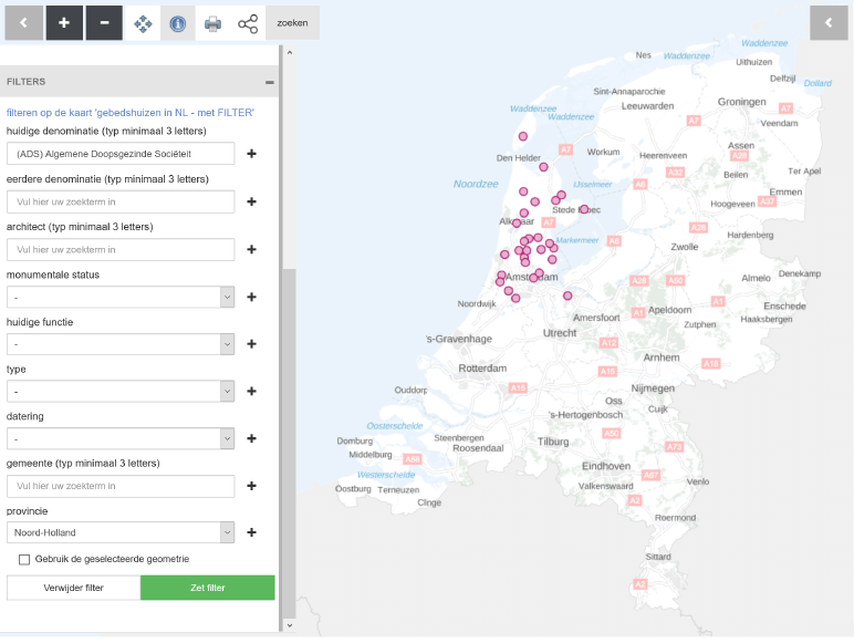 Voorbeeld afbeelding van de interactive database