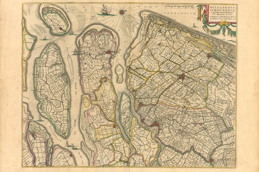 Historische kaart van een deel van Zuid-Holland met Goeree en Overflakkee