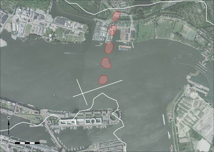 Overzichtsafbeelding onderzoek scheepsblokkade Amsterdam in 't IJ
