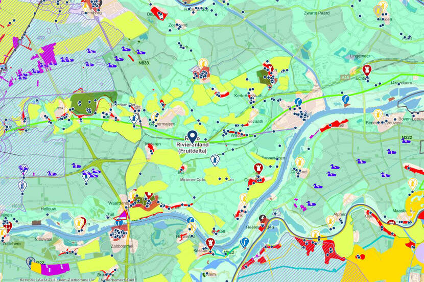 Detailweergave van de kaart Regionale Energiestrategie (RES) - Rivierenland