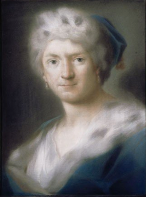 Portret van vrouw tot schouderhoogte met pastelkrijt geschilderd