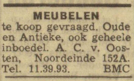 Foto van een gedrukte advertentie in de Haagsche Courant uit 1940