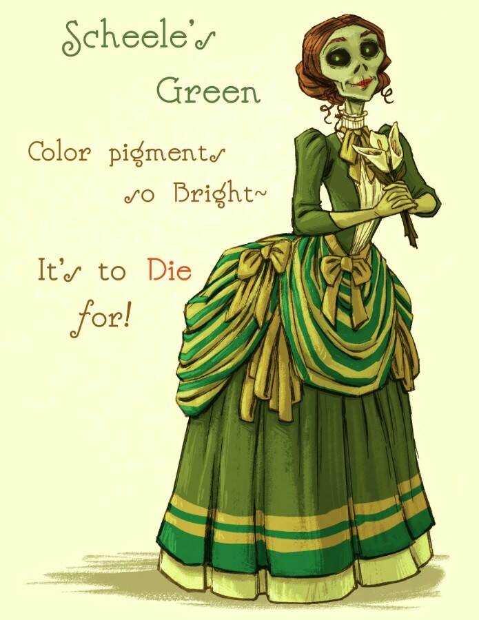 Vignet met tekening van mevrouw in groene jurk