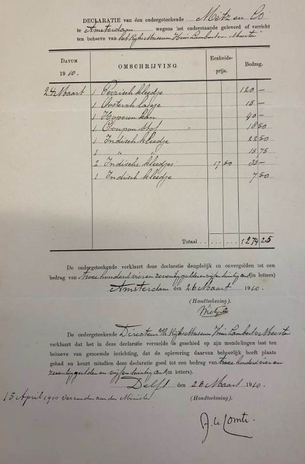 Delaratie uit 1910 van het warenhuis Metz & Co.