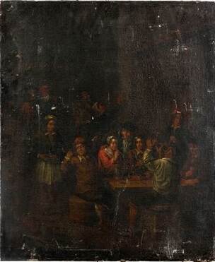 Schilderij met mensen in een herberg