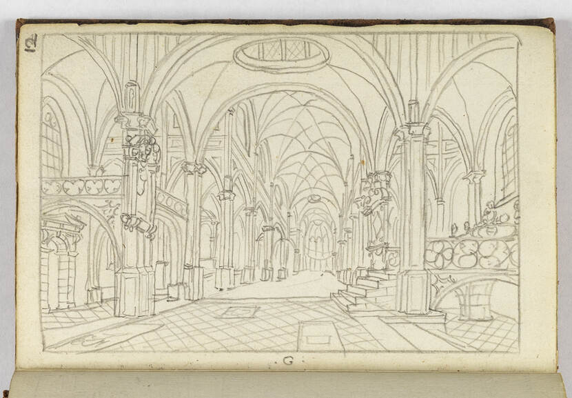 Kerkinterieur, blad 12 uit het tekenboekje van Daniel de Blieck