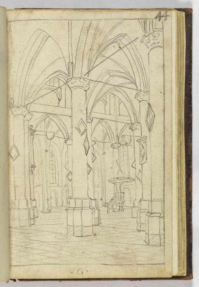 Kerkinterieur, blad 44 uit het tekenboekje van Daniel de Blieck