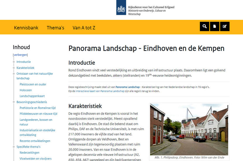 screenshot van het artikel Panorama Landschap - Eindhoven en de Kempen