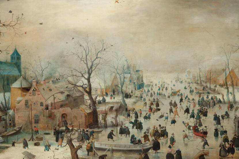 Foto van het schilderij Winterlandschap met schaatsers van Hendrick Avercamp