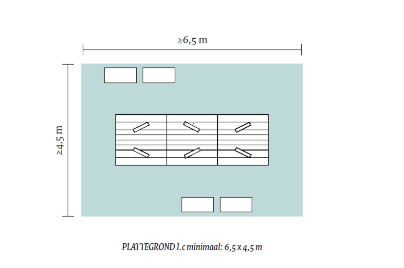 plattegrond expositie versie I c - minimaal benodigde ruimte: 6,5 x 4,5 m