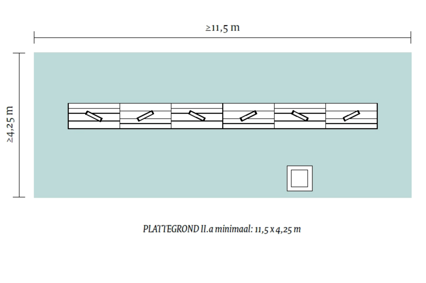 plattegrond expositie versie II a - minimaal benodigde ruimte: 11,5 x 4,25 m