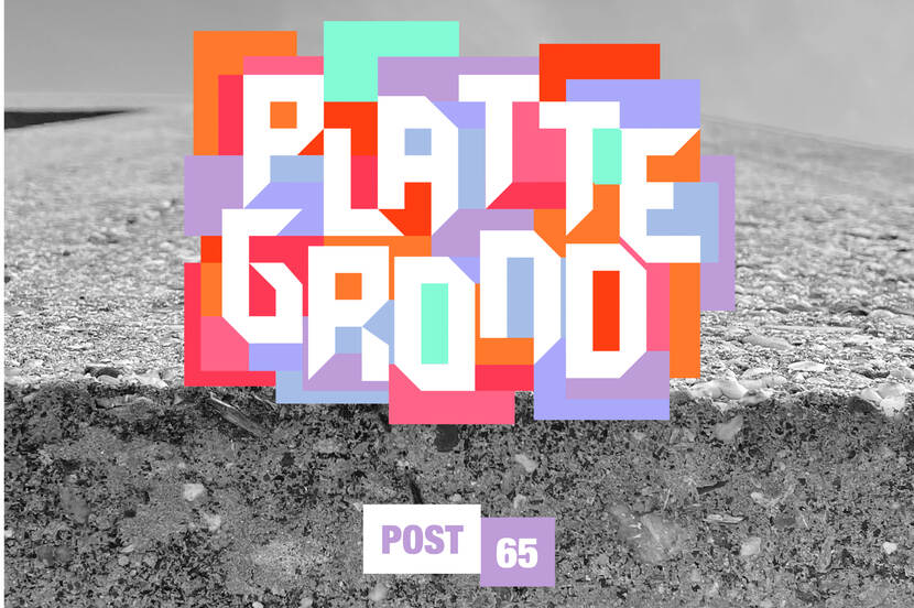 illustratie met tekst 'platte grond - post65'