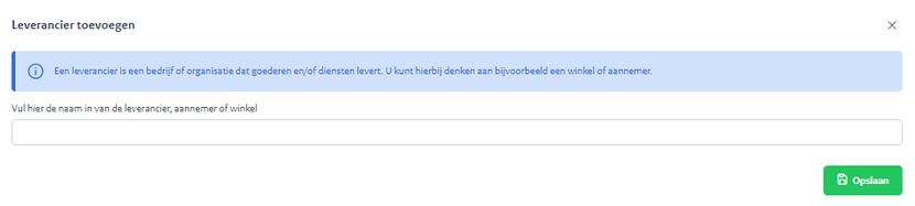 Screenshot portaal leverancier toevoegen