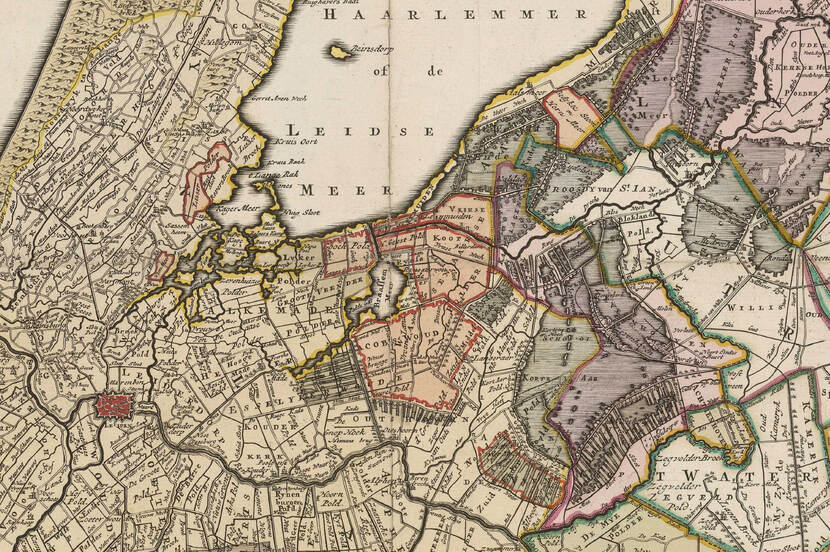 Uitsnede uit de Nieuwe Kaart van het Hoogheemraadschap van Rynland, van Melchior Bolstra uit 1745