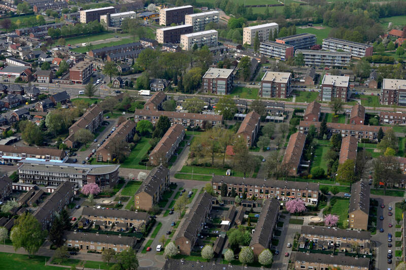 Luchtfoto van een wederopbouwwijk