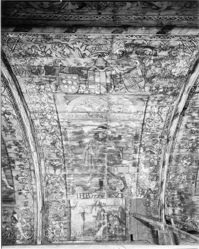 Historische zwartwit foto van een van de panelen
