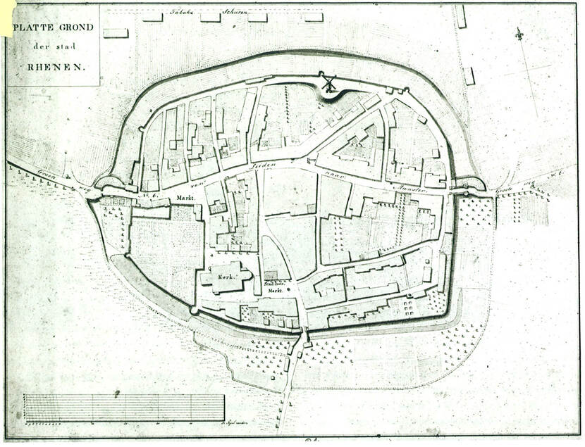 Oude plattegrond van Rhenen