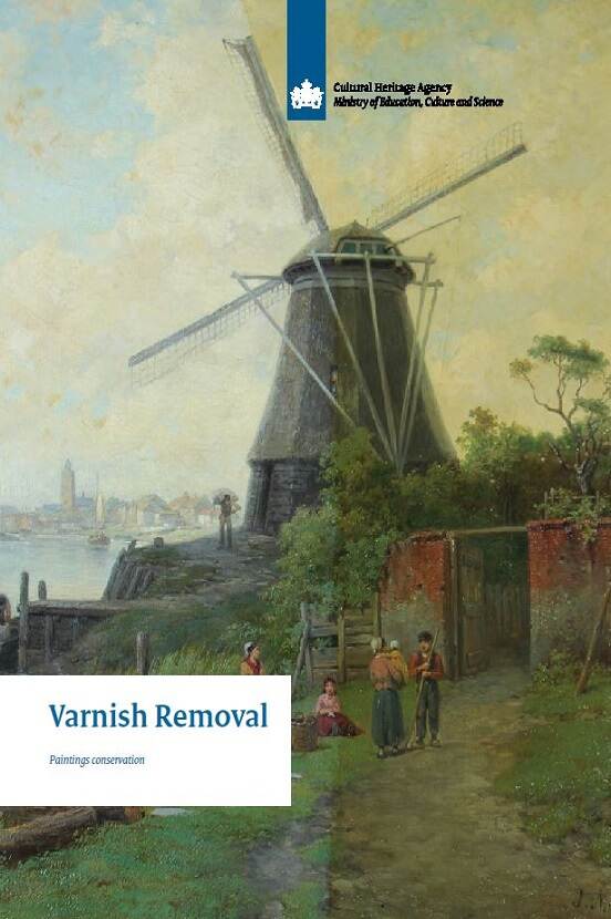 Cover publicatie met schilderij van molen en een groep mensen op de voorgrond